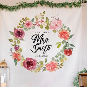 Floral Bridal Shower Photo Backdrop, Custom Wedding From Photo, Wedding Backdrop for Reception, Wedding Gifts for Couple, Future Mrs. Banner