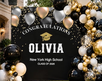 Personalized Graduation Banner, Class of 2026 Backdrop, Custom Party Decorations, Photo Booth Banner