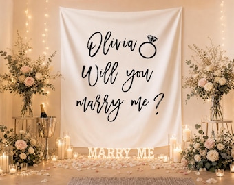 Pancarta "¿Quieres casarte conmigo?", fondo personalizado para propuesta de matrimonio, decoración romántica para propuesta de matrimonio.