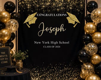 Graduation Photo Backdrop, Class of 2026 Celebration Banner, Photo Booth Prop