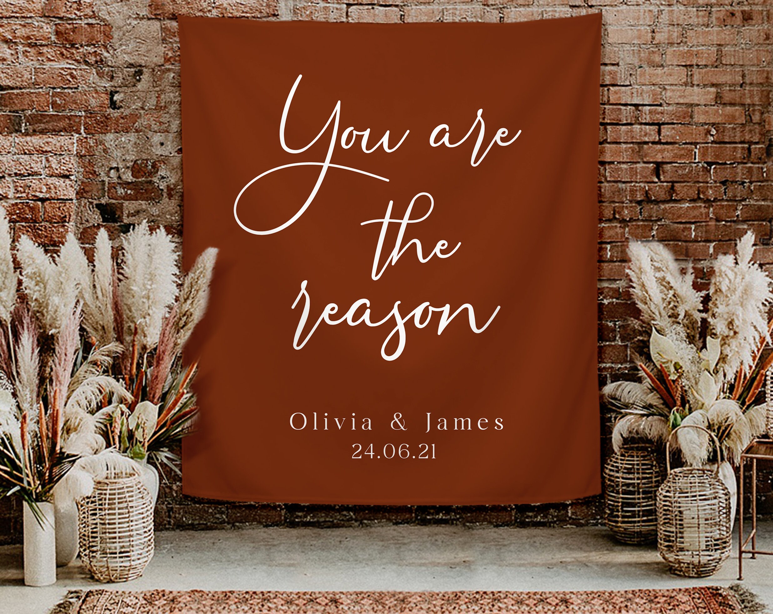 Terracotta Wedding Backdrop with Rod Pocket, Boho Wedding Backdrop, Wedding Reception Decor, You Are the Reason, Backyard Wedding