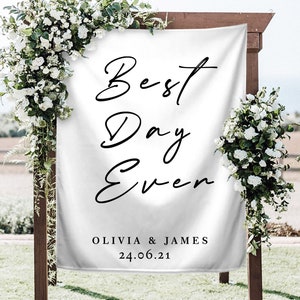 Custom Wedding Backdrop, Wedding Backdrop for Reception, Wedding Photo Backdrop, Wedding Photo for Ceremony, Best Day Ever, Backyard Wedding