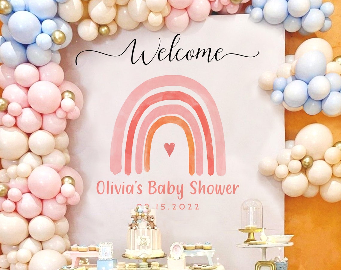 Rainbow Baby Shower Backdrop Baby Shower Backdrop Etsy