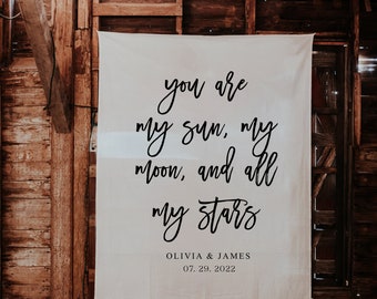 You are my sun my moon and all my stars wedding backdrop, Bridal Shower Decorations, Engagement Party Decor, Wedding Backdrop for Reception