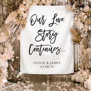 Our Love Story Continues Wedding Backdrop, Wedding Sign Backdrop, Wedding Backdrop White Quote, Wedding Backdrop for Reception