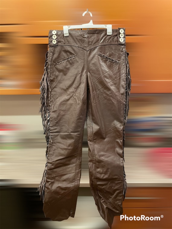 Mens Leather Buckskin Pant Trouser Jeans Brown Rugged Skin Etsy