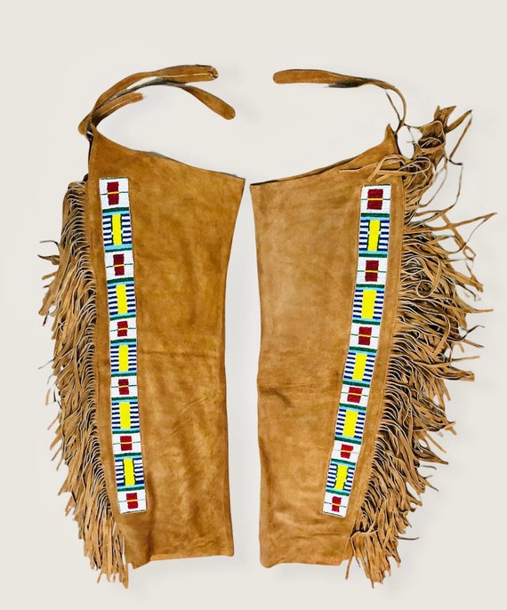 Mens Leather Buckskin Bead Suede Pant Trouser Jeans Yellow Etsy