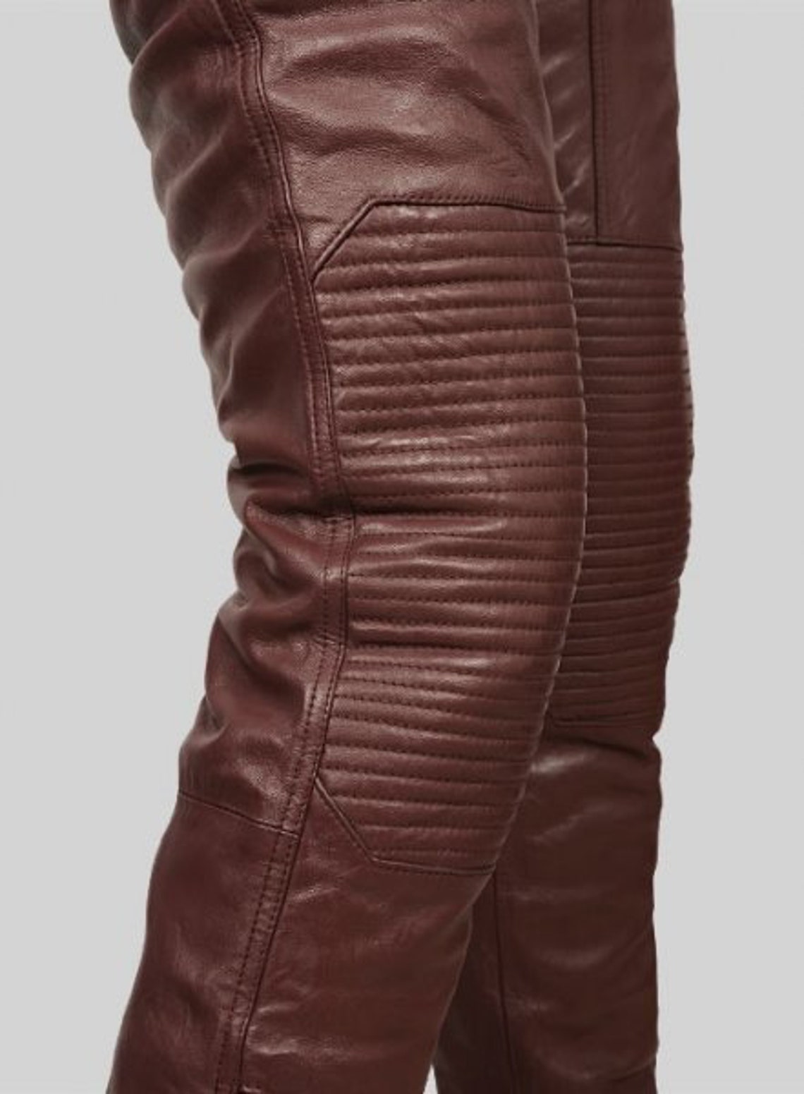 Genuine Leather Pants Brown Lacing Mens Real Biker Schwarz - Etsy