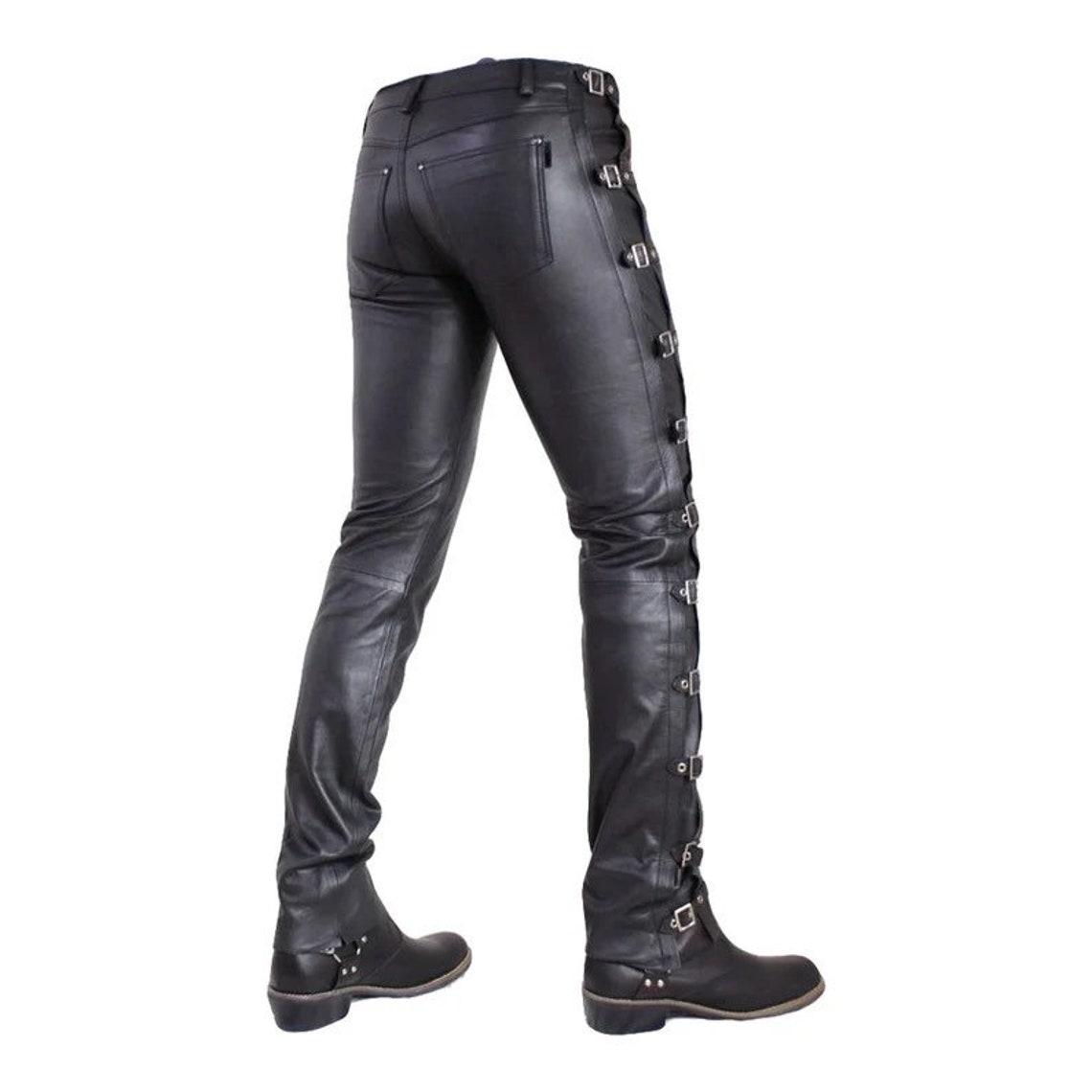 Genuine Leather Pants Mens Real Biker Schwarz Trouser Bluf - Etsy