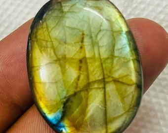 Oval Labradorite Cabochon: Multi-Flash Gemstone (35X26X7 MM, 50.5 Carat)