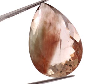 ルチルクォーツ　ペアシェイプ ルースストーン 茶色 天然ルチルクォーツペアシェイプルースストーン、素晴らしいルチルペア