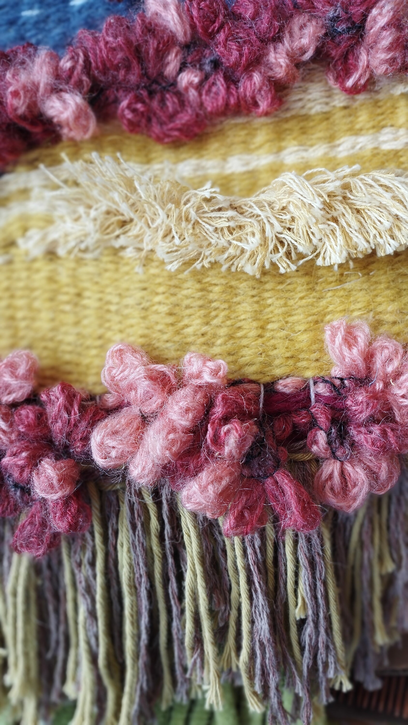 Woven Wall Hanging / Wall Decor / Wall Hanging Woven / Textile Art ... - Textured Fabric Wall Hanging With Woven Flowers