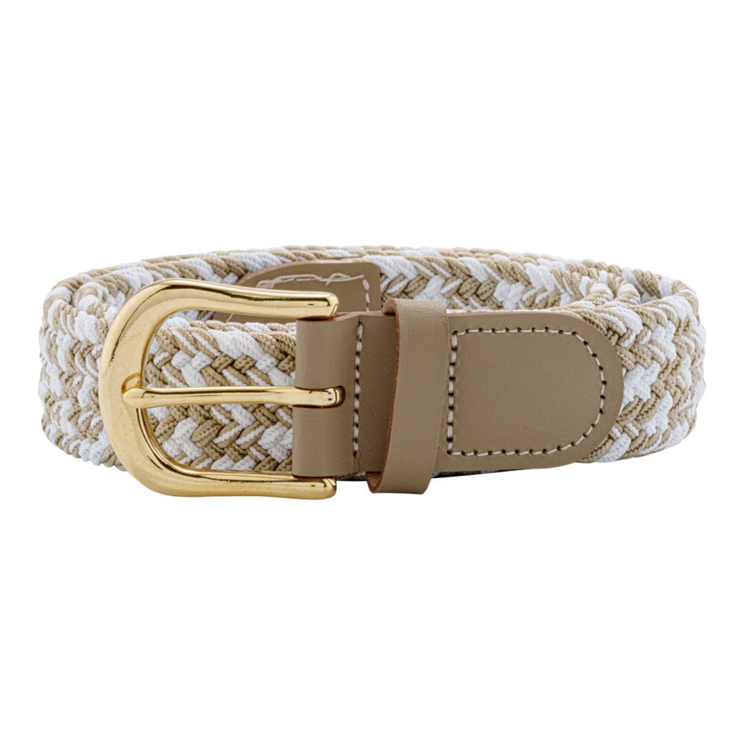 30mm Elasticated Stretch Belt Multicoloured With Gold Buckle