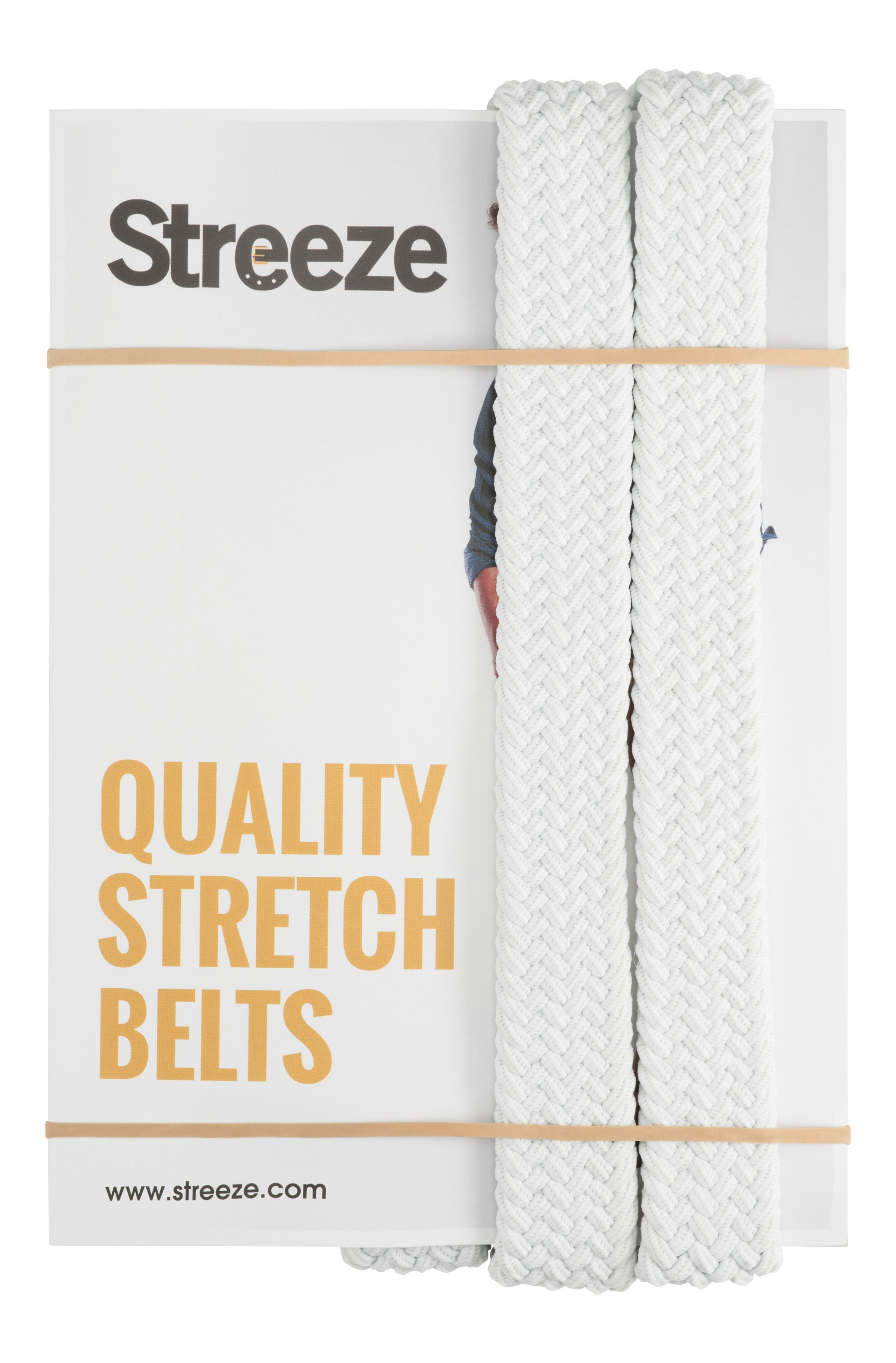 30mm White Elasticated Stretch Belt With Leather Covered Buckle Suitable  for Both Ladies and Men Available in 6 Sizes 