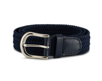 30mm Navy Blue Elasticated Stretch Belt with Silver Buckle | Suitable for Both Ladies and Men | Available in 6 Sizes