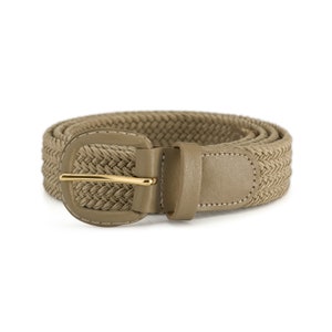 30mm Beige Elasticated Stretch Belt with Leather Covered Buckle Suitable  for Both Ladies and Men Available in Sizes