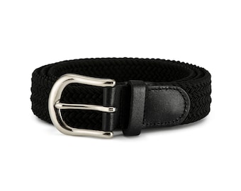 30mm Black Elasticated Stretch Belt with Silver Buckle | Suitable for Both Ladies and Men | Available in 6 Sizes