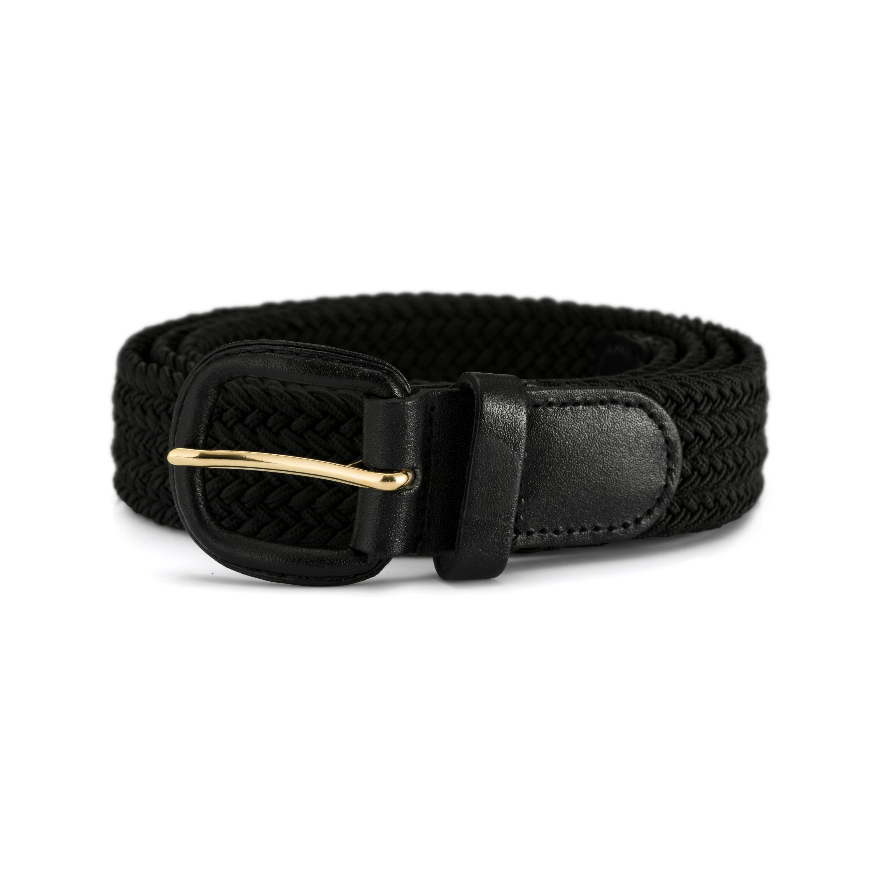 30mm Black Elasticated Stretch Belt with Leather Covered Buckle | Suitable for Both Ladies and Men | Available in 6 Sizes