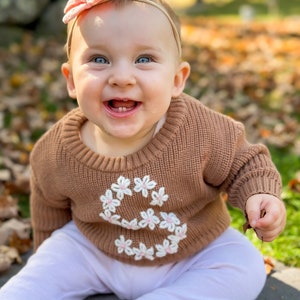 Personalized Baby Sweater -Hand Embroidered Name - Knit Sweater with Name-  Knit Pullover Sweater - Baby outfit - Unique Gift - Baby Shower