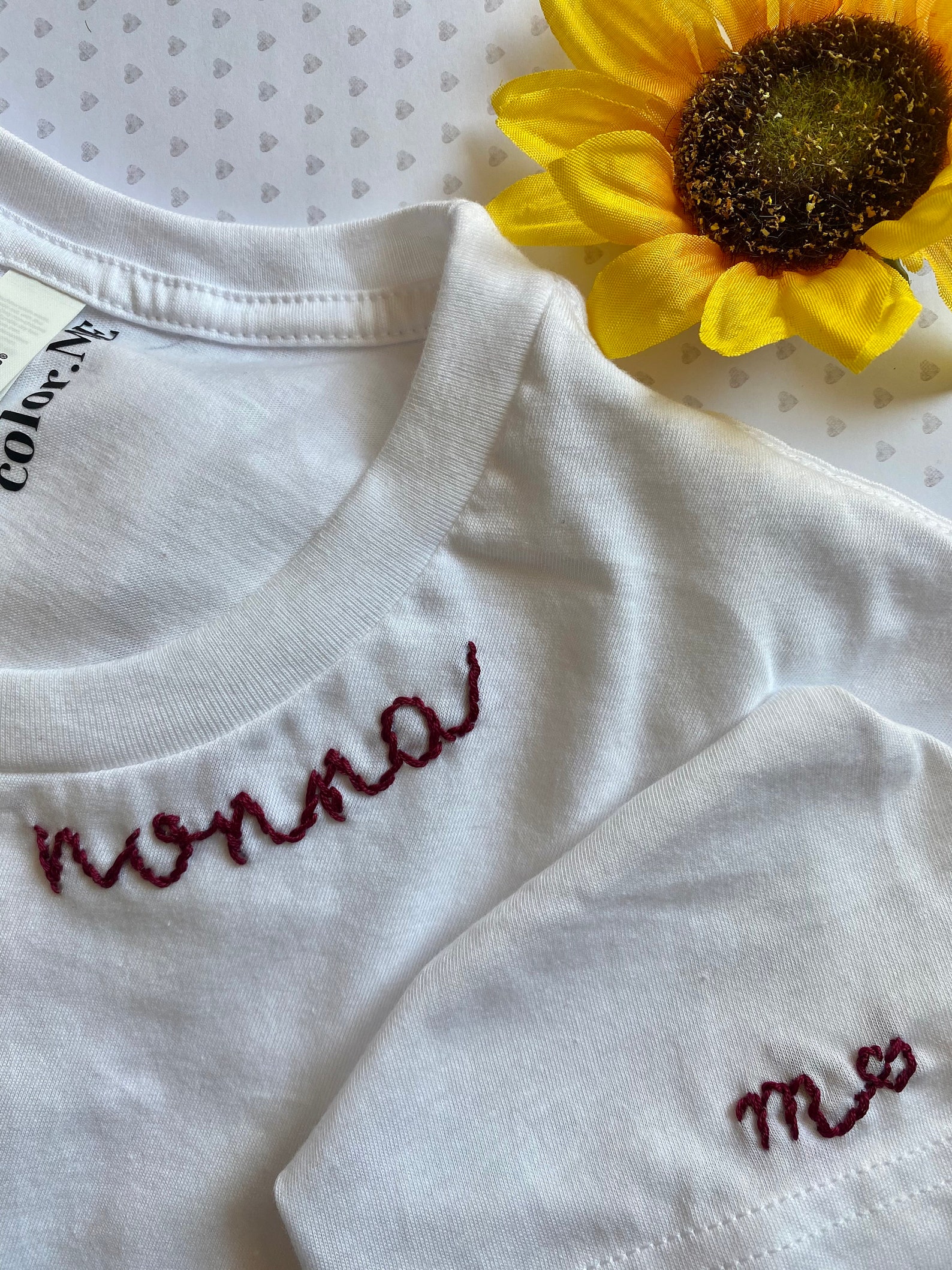 MAMA Hand Embroidered Name Shirt Custom Name Collar Shirt Etsy