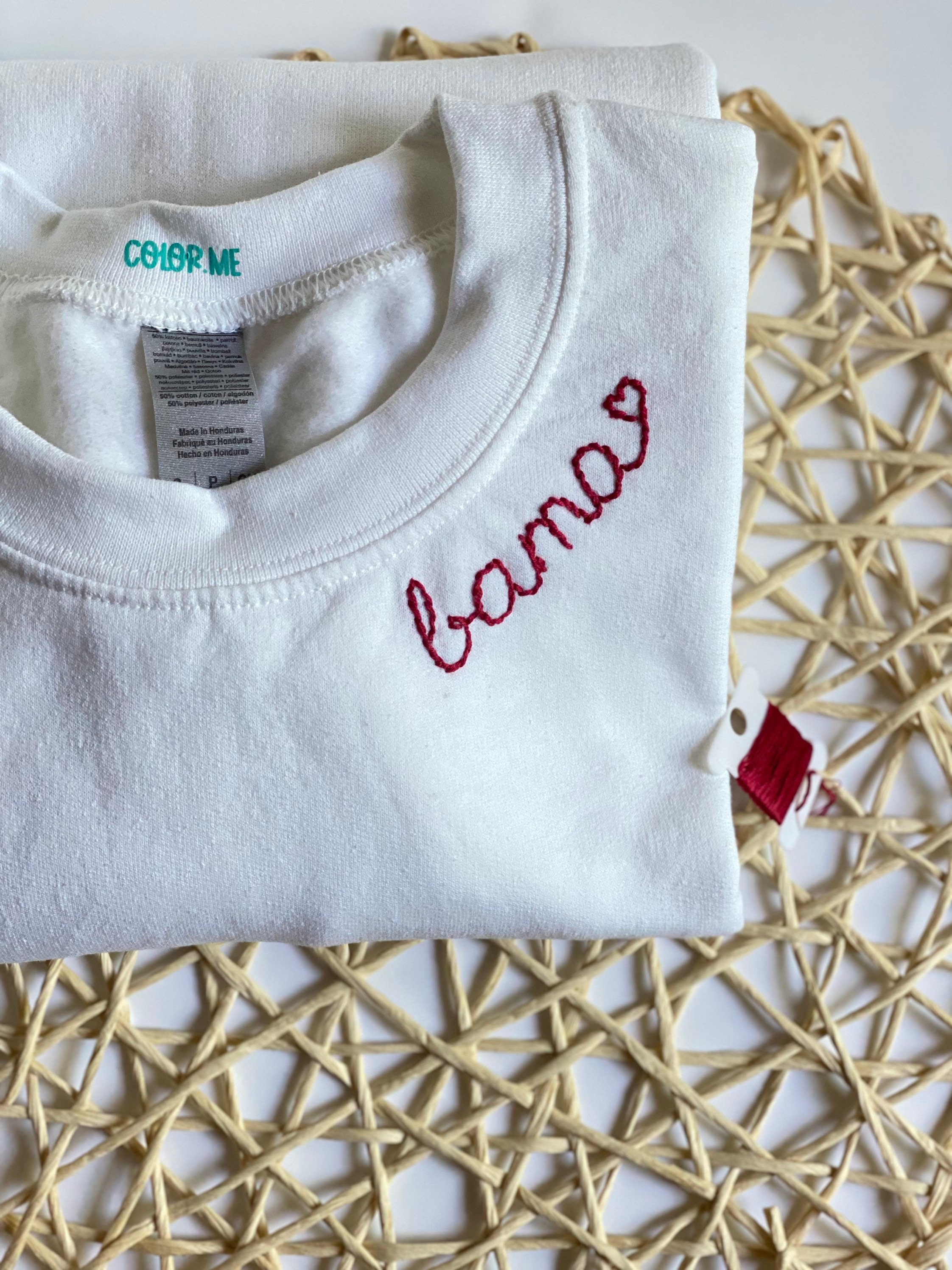 WHITE Sweatshirt Hand Embroidered Custom gift Stitched Etsy