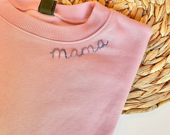 Cropped Custom Sweatshirt Hand Embroidered  | Customize with your favorite phrase, bride to be or mama name