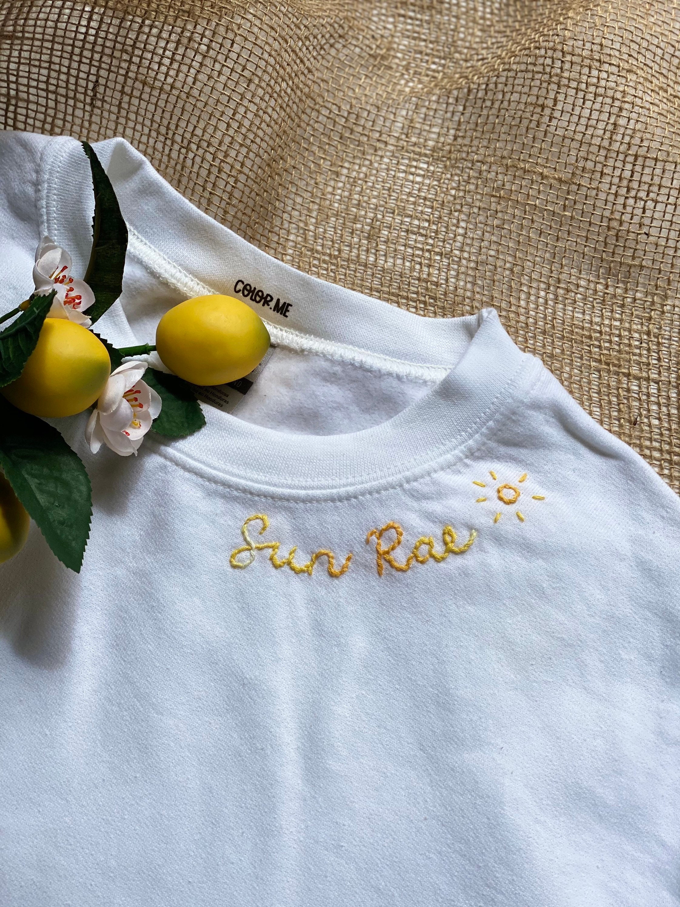WHITE Sweatshirt Hand Embroidered Custom gift Stitched Etsy