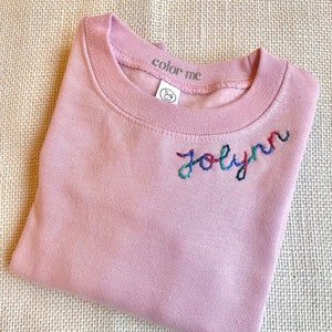 Kids Hand Embroidered Name Sweatshirts Custom Collar - Etsy