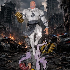 Conquest Invincible Figur 30 cm | Handbemalte Harzstatue | 3D-gedrucktes Sammlerstück | Invincible Diorama | Individuelle Harzfigur
