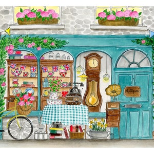 The Small Antique Shop - Art Printing - watercolor illustration