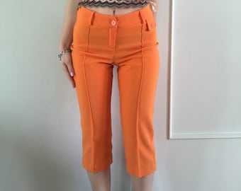 Pantalones Capri Deadstock de color naranja brillante, Vintage 90s