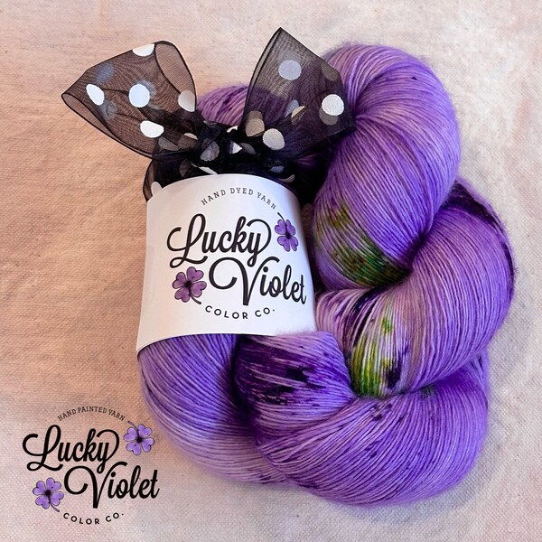 OOAK #304_6 hand painted Indie dyer knitting yarn single ply Lace Weight yarn Lucky Violet Color Co Merino wool