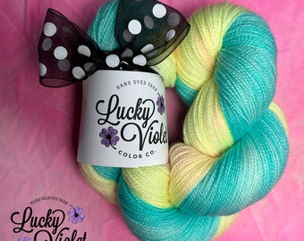 OOAK 713-5 Sock or Brioche Kit Hand Dyed / Painted Indie Sock Yarn from Lucky Violet Color Co