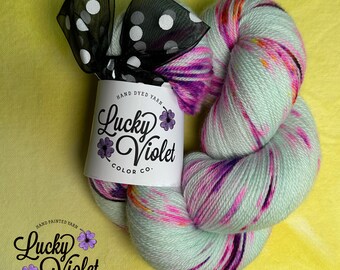 From a Dream Colorway Hand Painted Dyed Indie MCN Sock Yarn Lucky Violet Color Co Fine Merino and Cashmere blend Lucky Violet Color Co