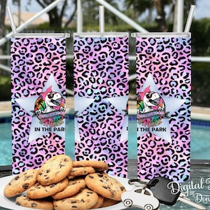 Motherhood Walk in the Park Sublimation Tumbler Design - Rainbow Leopard 20oz Skinny Tumbler Wrap, Seamless Sublimation PNG File Download