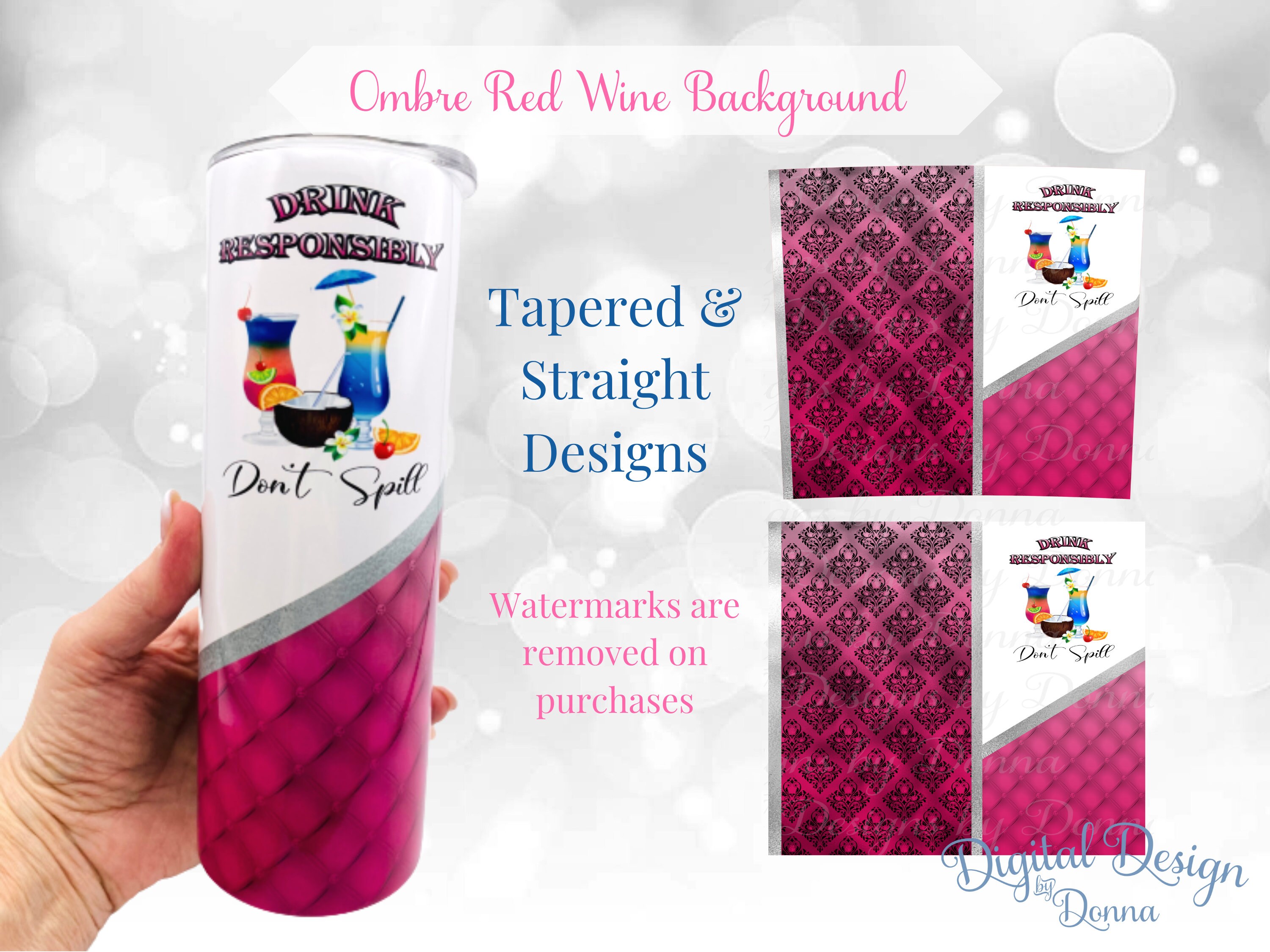 20 Oz Skinny Tumbler Sublimation Wrap Design Drink Responsibly Don’t ...