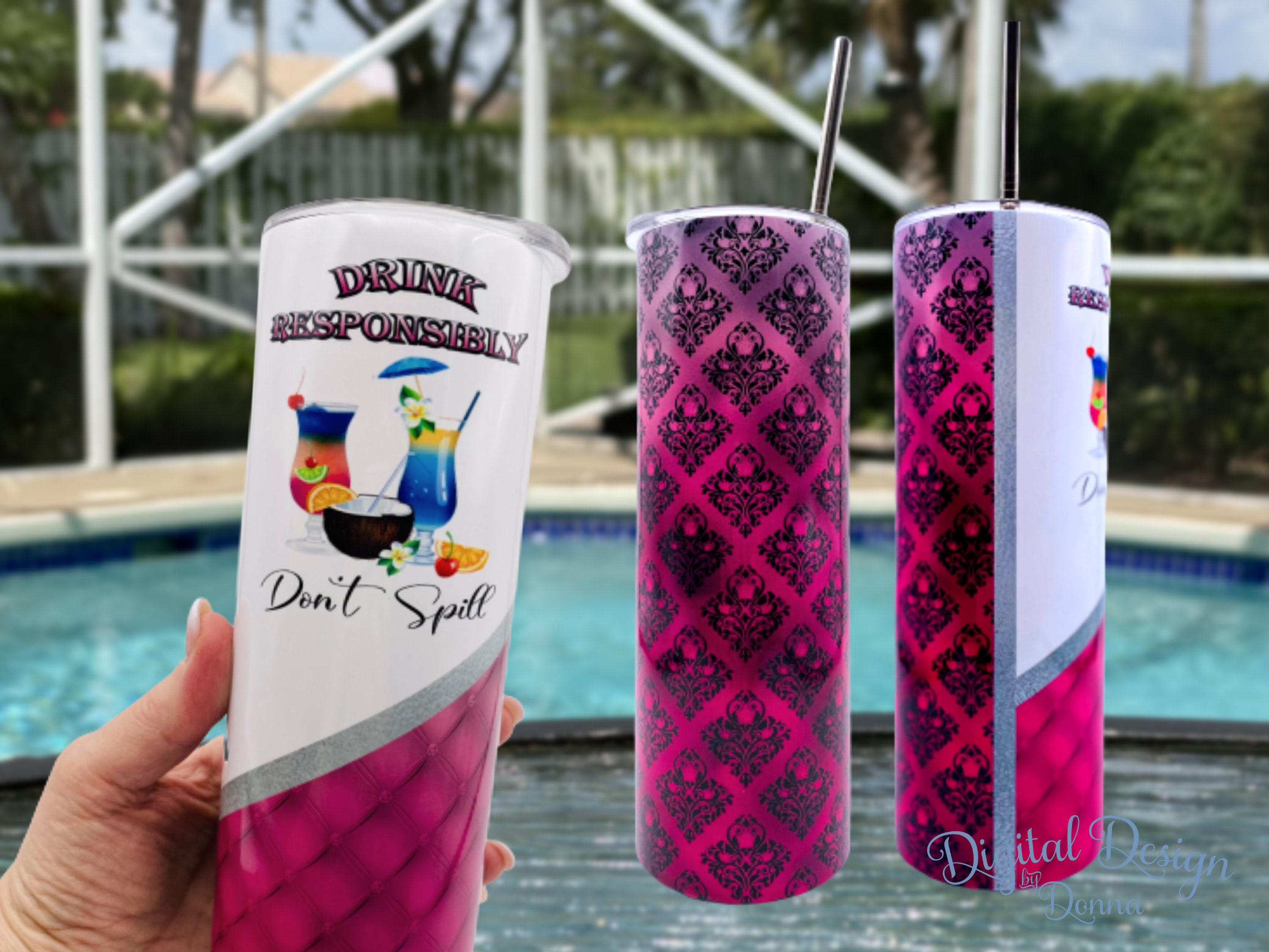 20 Oz Skinny Tumbler Sublimation Wrap Design Drink Responsibly Don’t ...