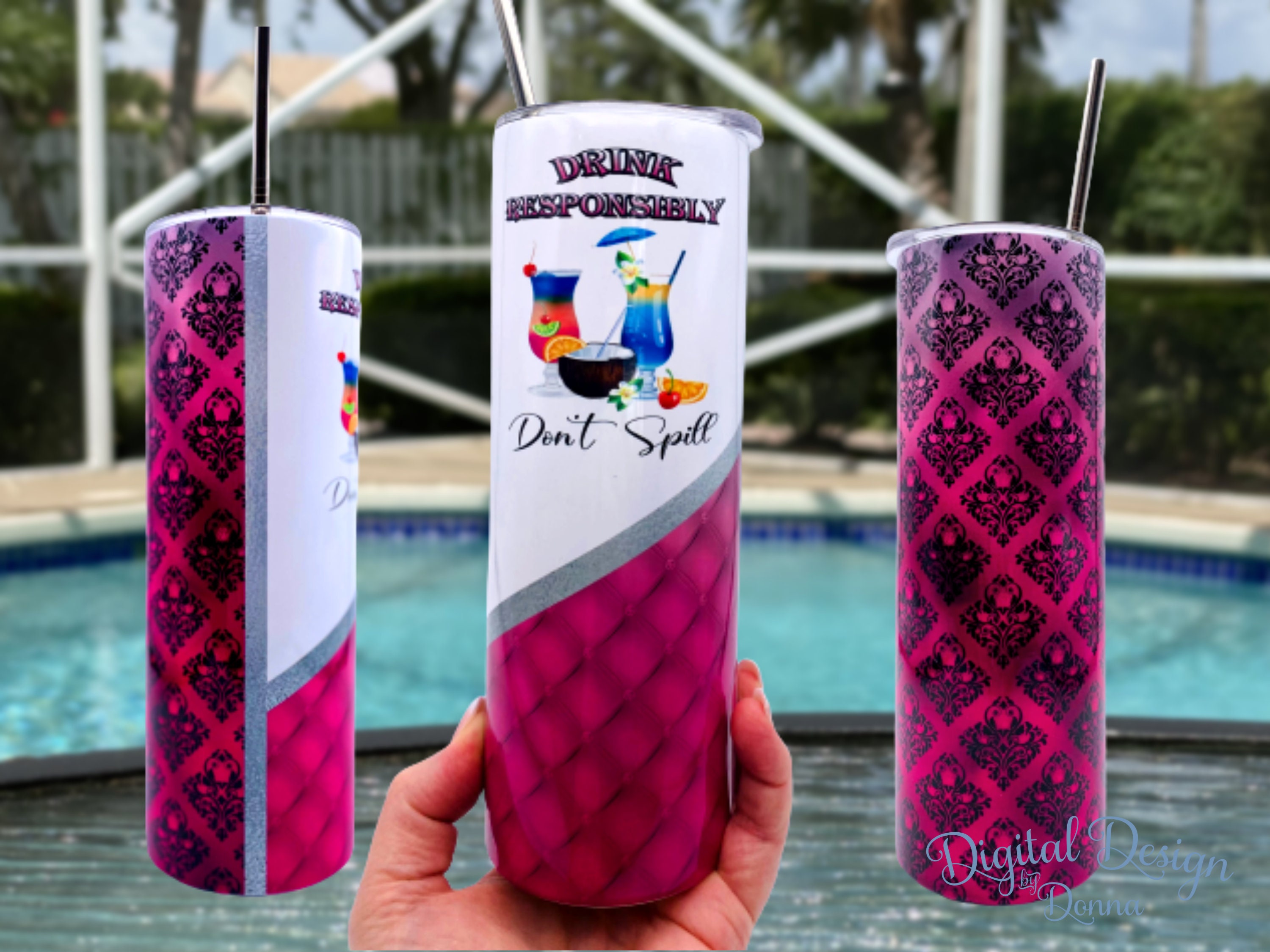 20 Oz Skinny Tumbler Sublimation Wrap Design Drink Responsibly Don’t ...