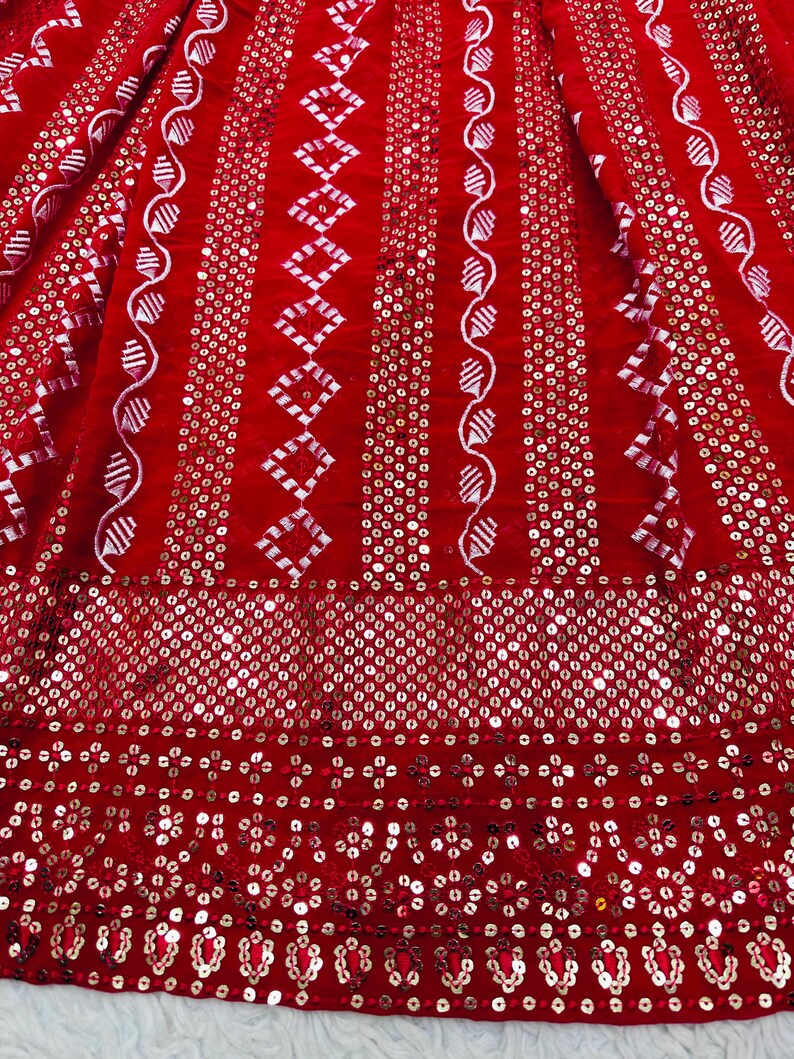 Faux Georgette & Thread With Sequence And Butterfly Net With Elastic Dupatta Dress