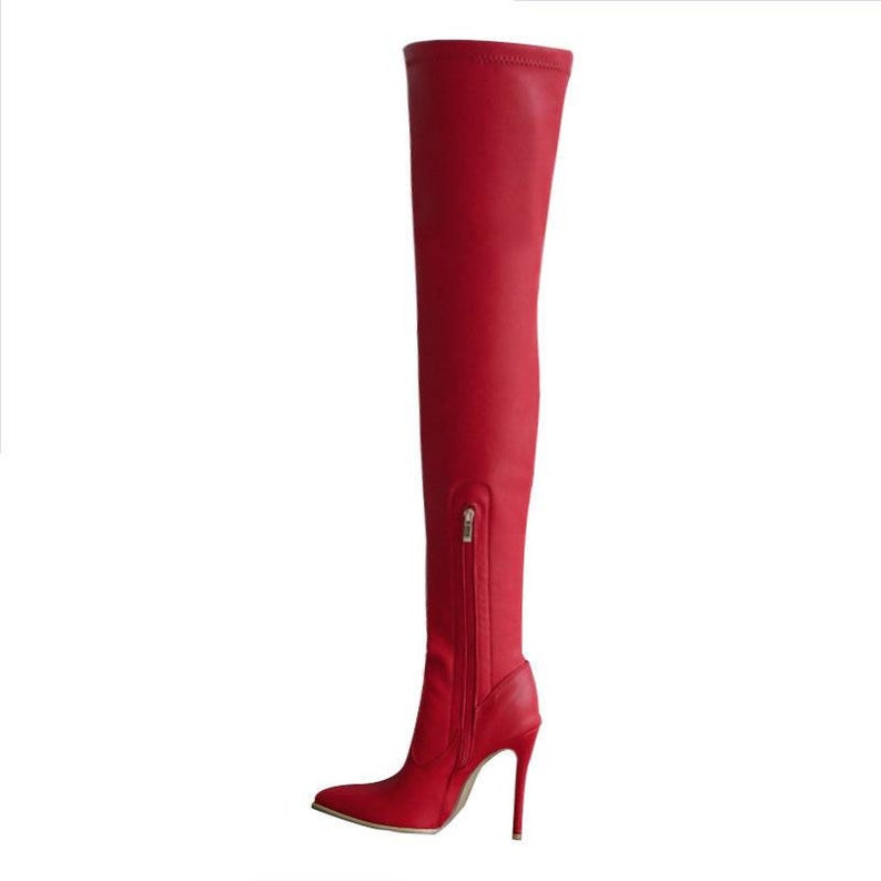 Over the Knee Thigh High Heeled Boots Etsy