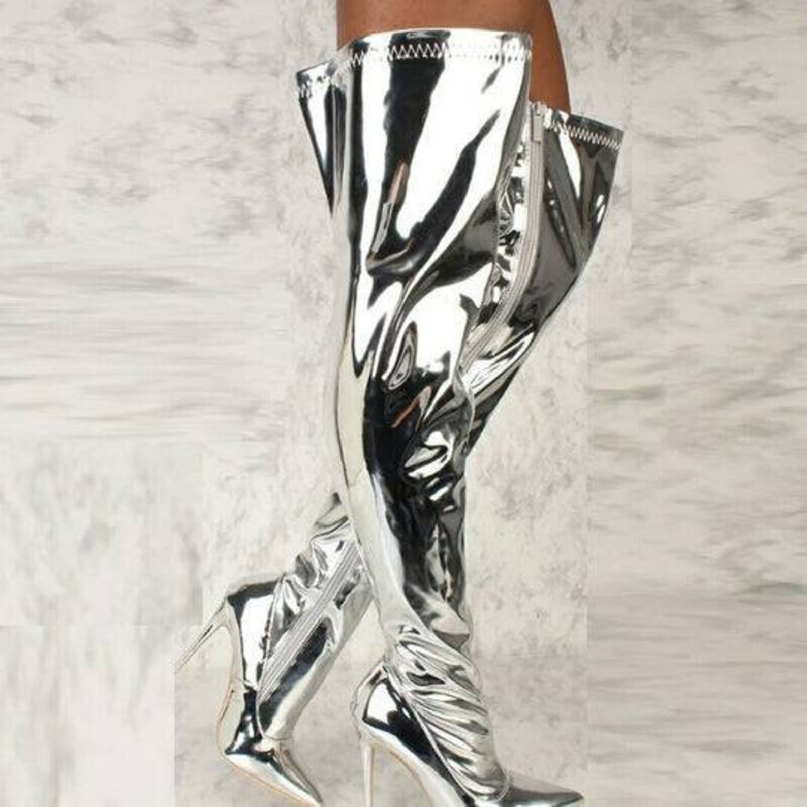 Over the Knee Thigh Shiney High Heeled Boots - Etsy