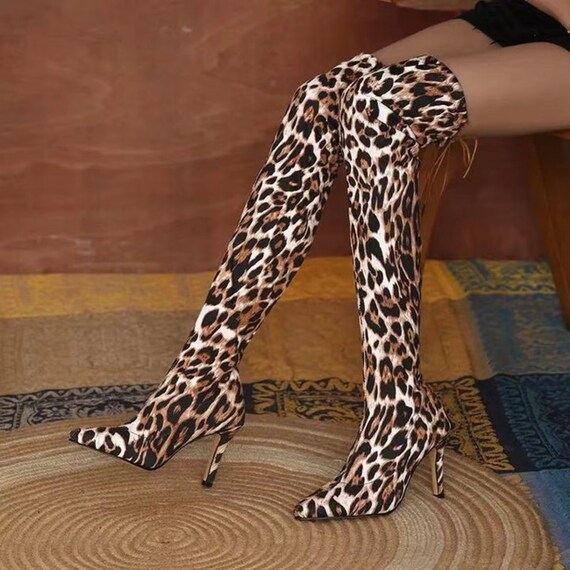 Buy Over the Knee Animal Print Boots Online in India Etsy