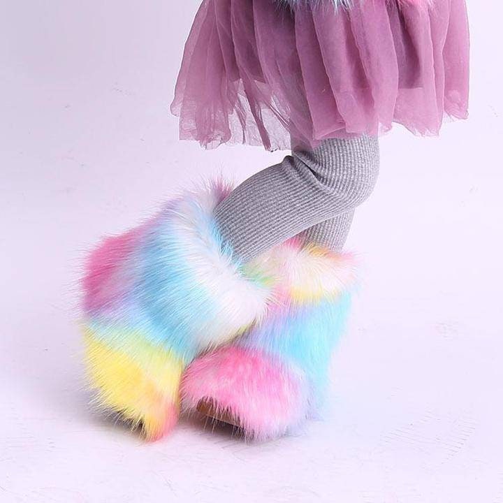 Fluffy top ankle slippers