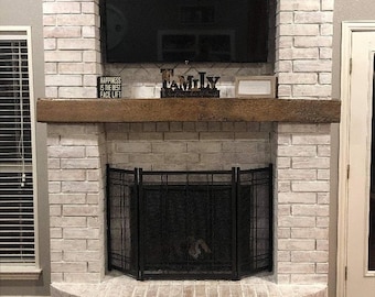6"x6"x72" Natural Reclaimed Circle Sawn Cut Fireplace Beam Mantel | Already Sanded | Stain Ready | Real Barn Wood | Rustic Farm House Style