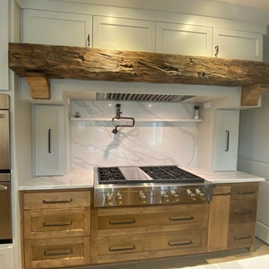 8"x8"x72" Natural Reclaimed Hand Hewn Cut Fireplace Beam Mantel | Already Sanded | Stain Ready | Real Barn Wood | Rustic Farm House Style