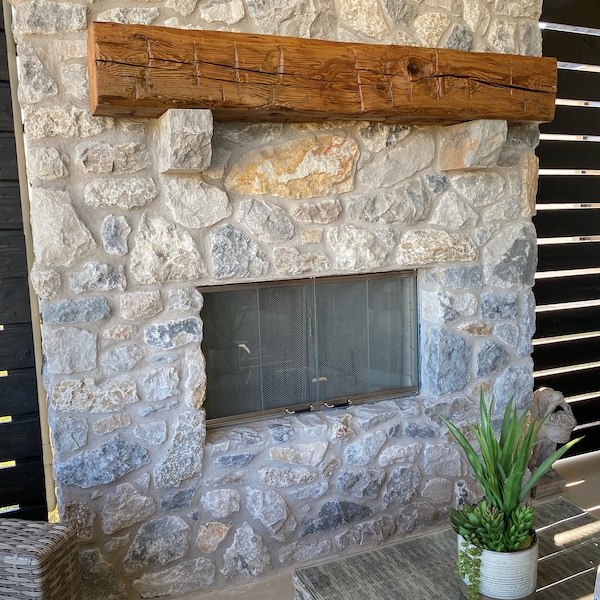 8"x8"x60" Natural Reclaimed Hand Hewn Cut Fireplace Beam Mantel | Already Sanded | Stain Ready | Real Barn Wood | Rustic Farm House Style