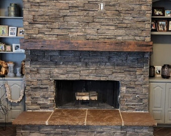 8"x8"x72" Natural Reclaimed Circle Sawn Cut Fireplace Beam Mantel | Already Sanded | Stain Ready | Real Barn Wood | Rustic Farm House Style