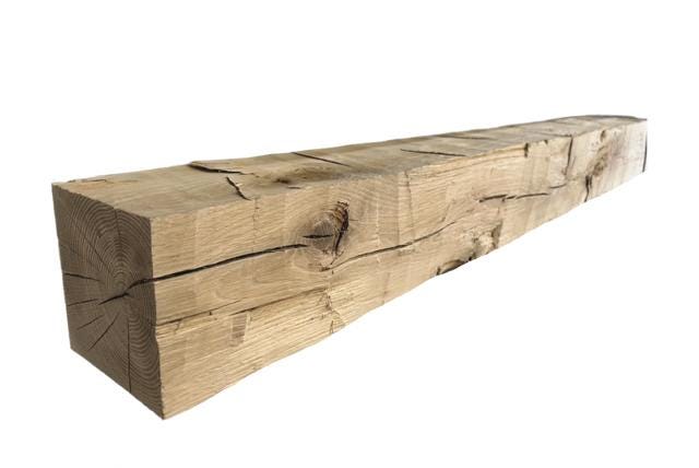 New Hand Hewn White Oak Fireplace Mantel Shelf | Rustic FarmHouse | Distressed | Stain Color: Natural 6''H x 6''D x 48''L | Wood Beam