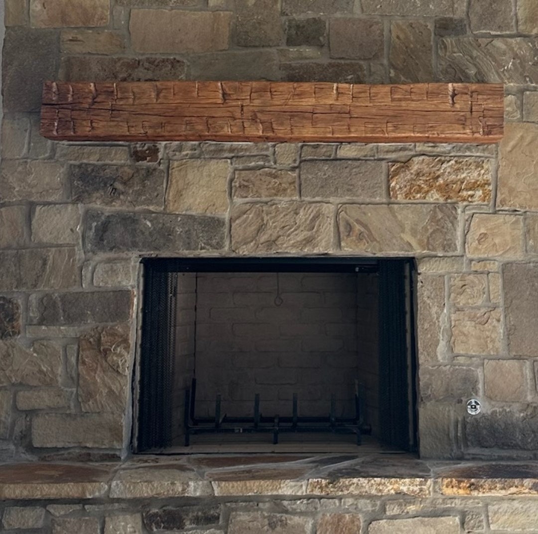 8x8x4ft Authentic Hand Hewn Mantel W/ Heavyduty Floating Bracket