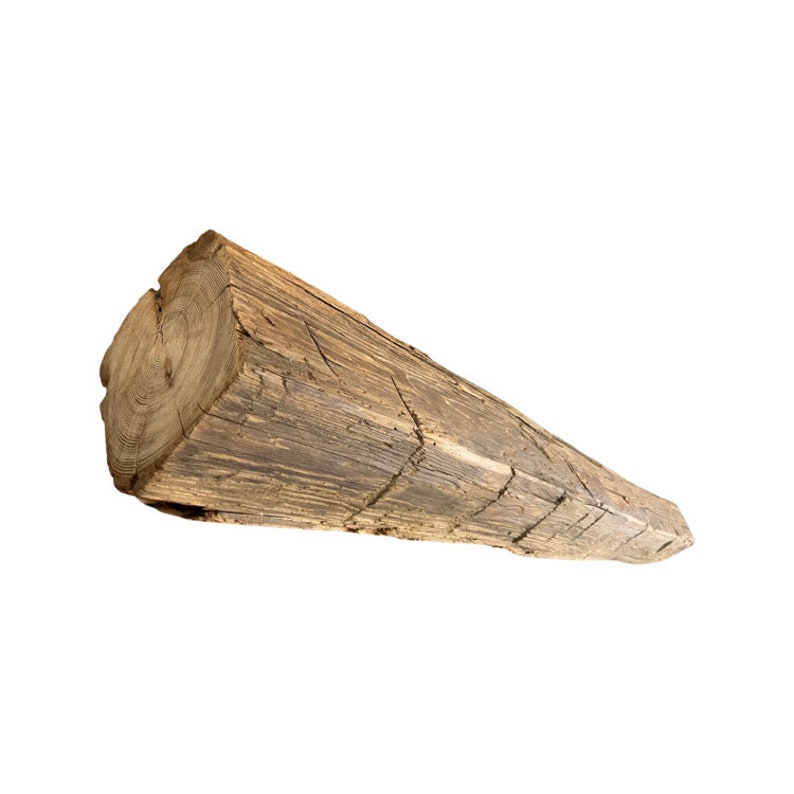 May include: A rustic wooden beam with a natural finish. The beam has a rough, weathered texture and is perfect for adding a touch of farmhouse charm to any room.